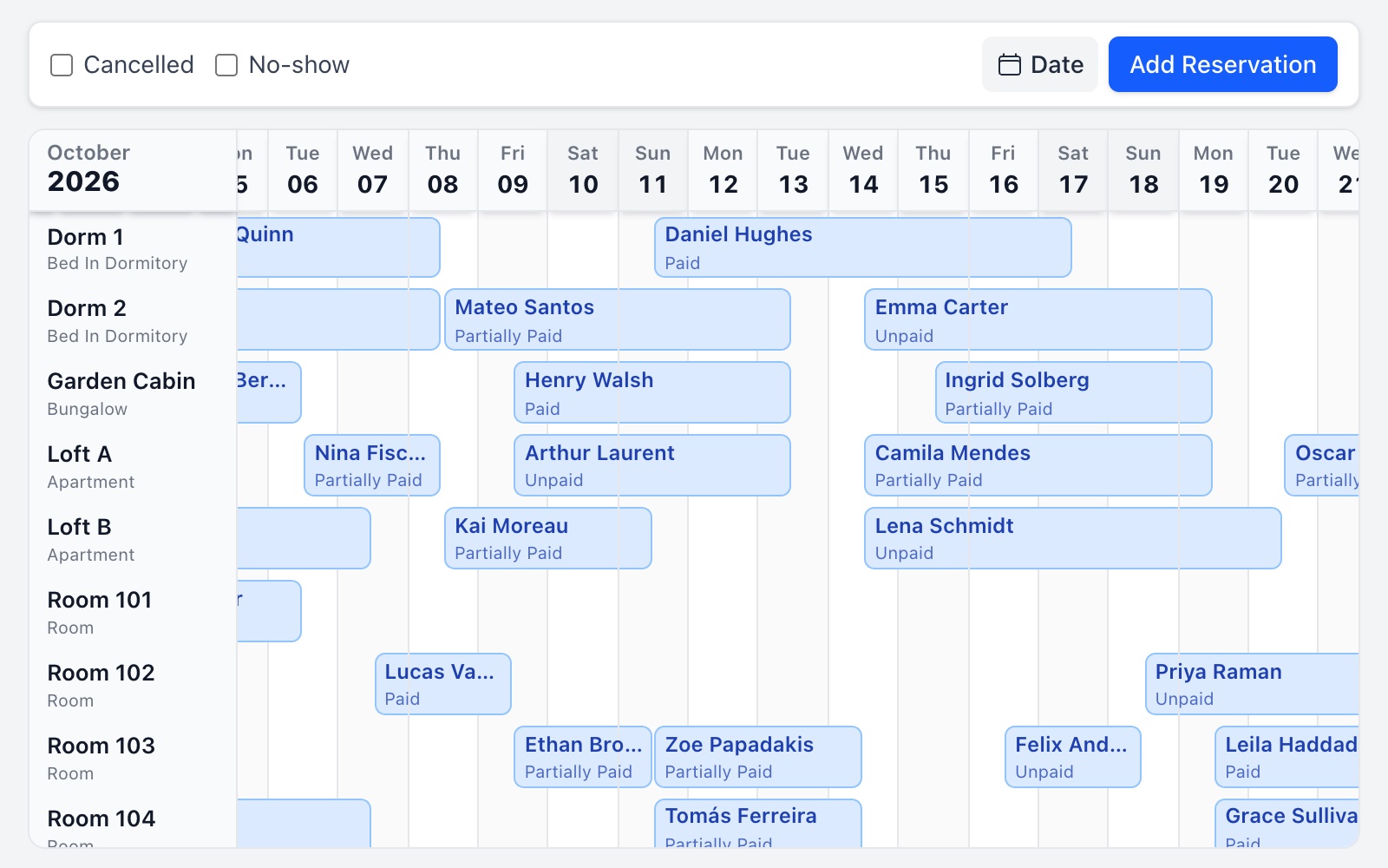 Full and empty days on one calendar