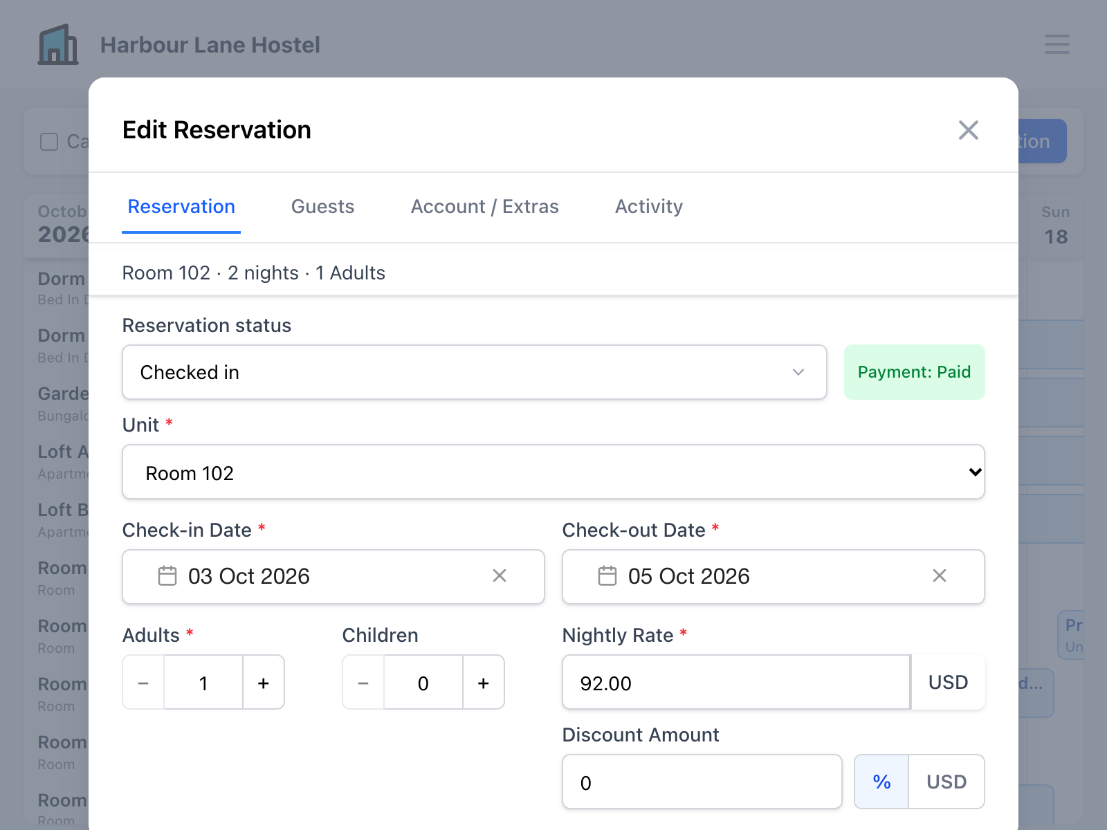 Manage reservations